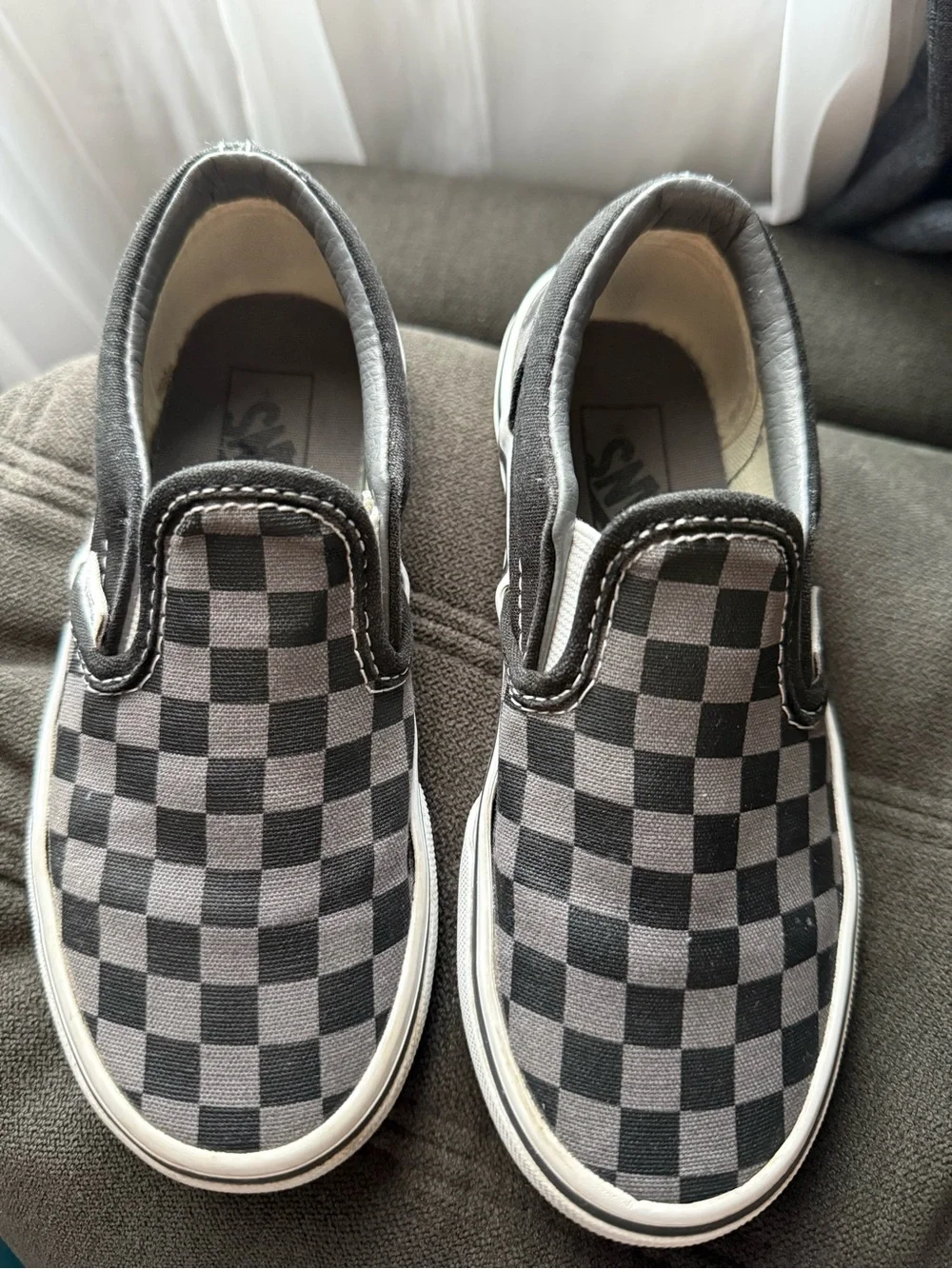 Vans Kids Slip-On Checkerboard Sneakers - Black & Gray